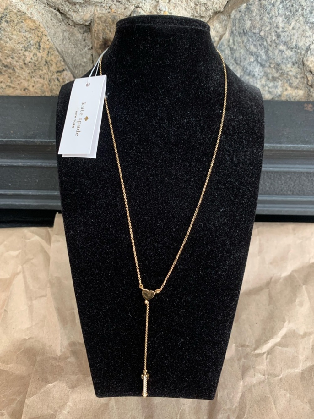 Kate Spade New York Love List Arrow Pendant Necklace Gold Tone Silver Crystal